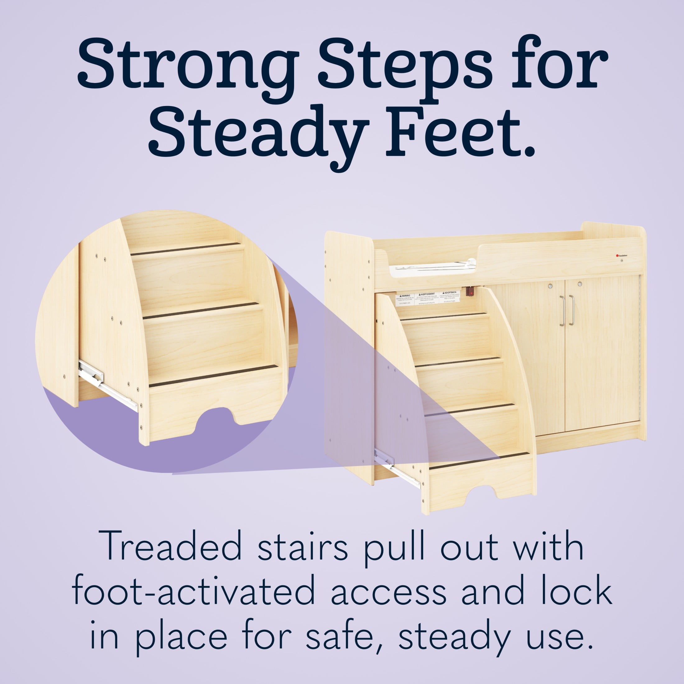 SafeStep Changing Table with Left Stairs - Durable Wood Changing Table for Childcare