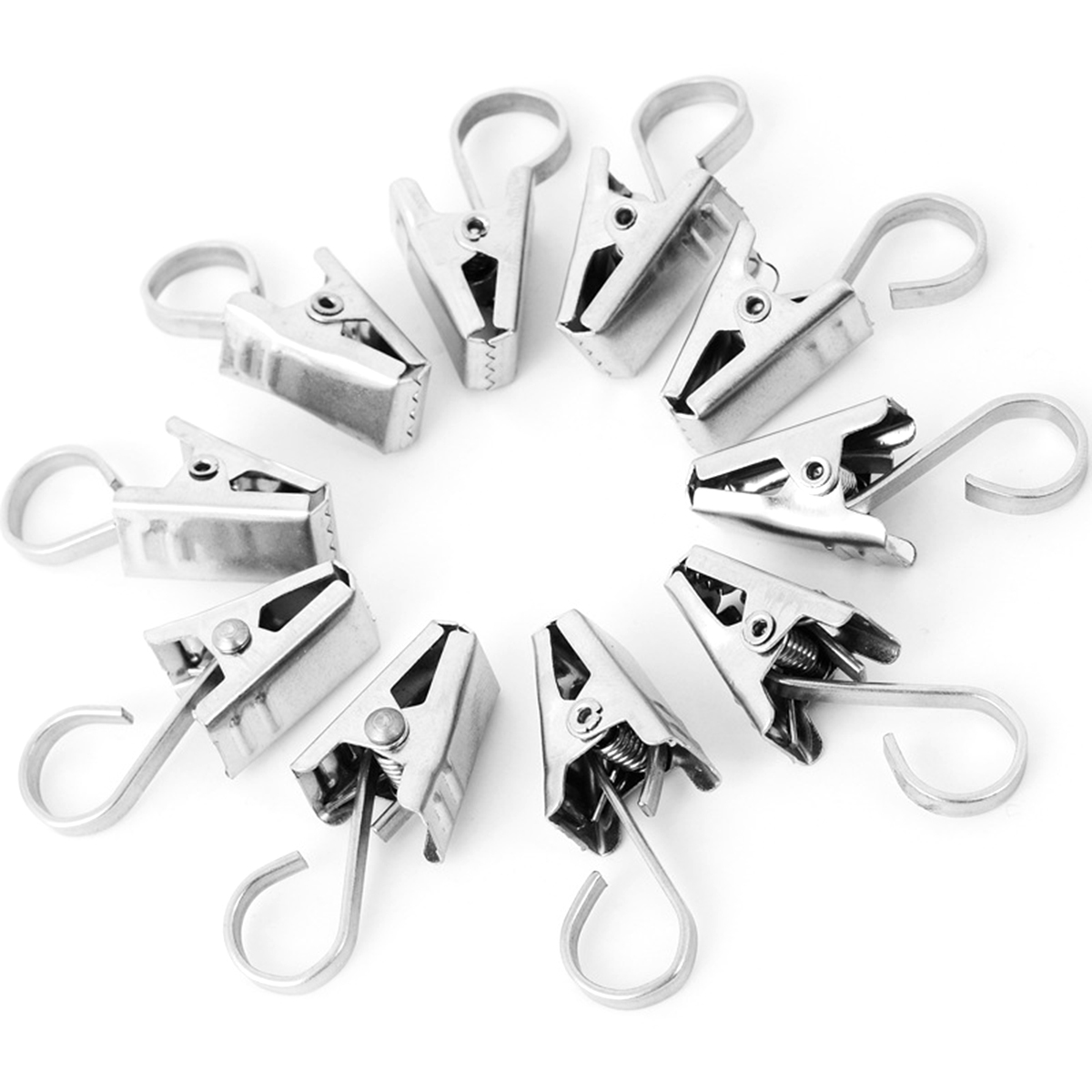 25-Pack 430 Stainless Steel Curtain S-Hooks Clips – Polished, 0.39" Wide-658387
