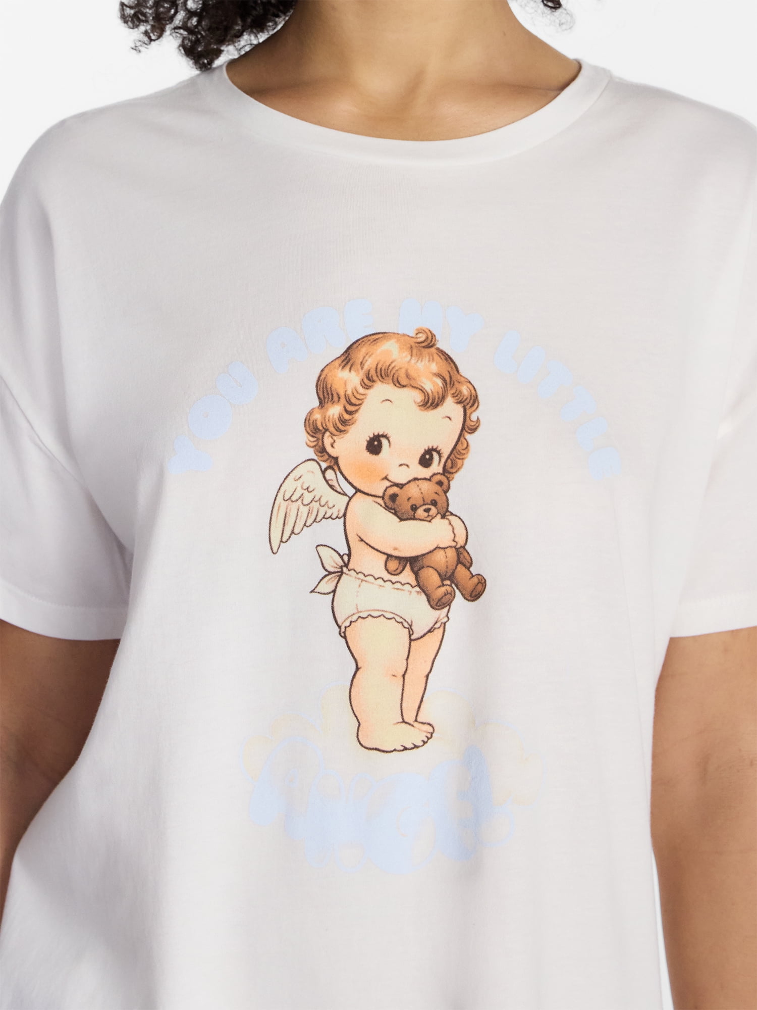 No Boundaries Sleepwear Oversized Graphic Cotton Tee, Women’s and Women’s Plus XXS-3X