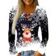 thumbnail image 2 of Puntoco Camisas para mujer Blusa de manga larga con estampado de cuello en V de Navidad Blusa regular estampada Puntoco Puntoco-961, 2 of 6