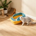 thumbnail image 6 of HWRETIE Semi Enclosed High Sided Cat Litter Box Splash Proof Open Top Design Spacious Cat Toilet for Cats Under 10 Pounds Easy Clean Indoor Litter Tray, 6 of 6