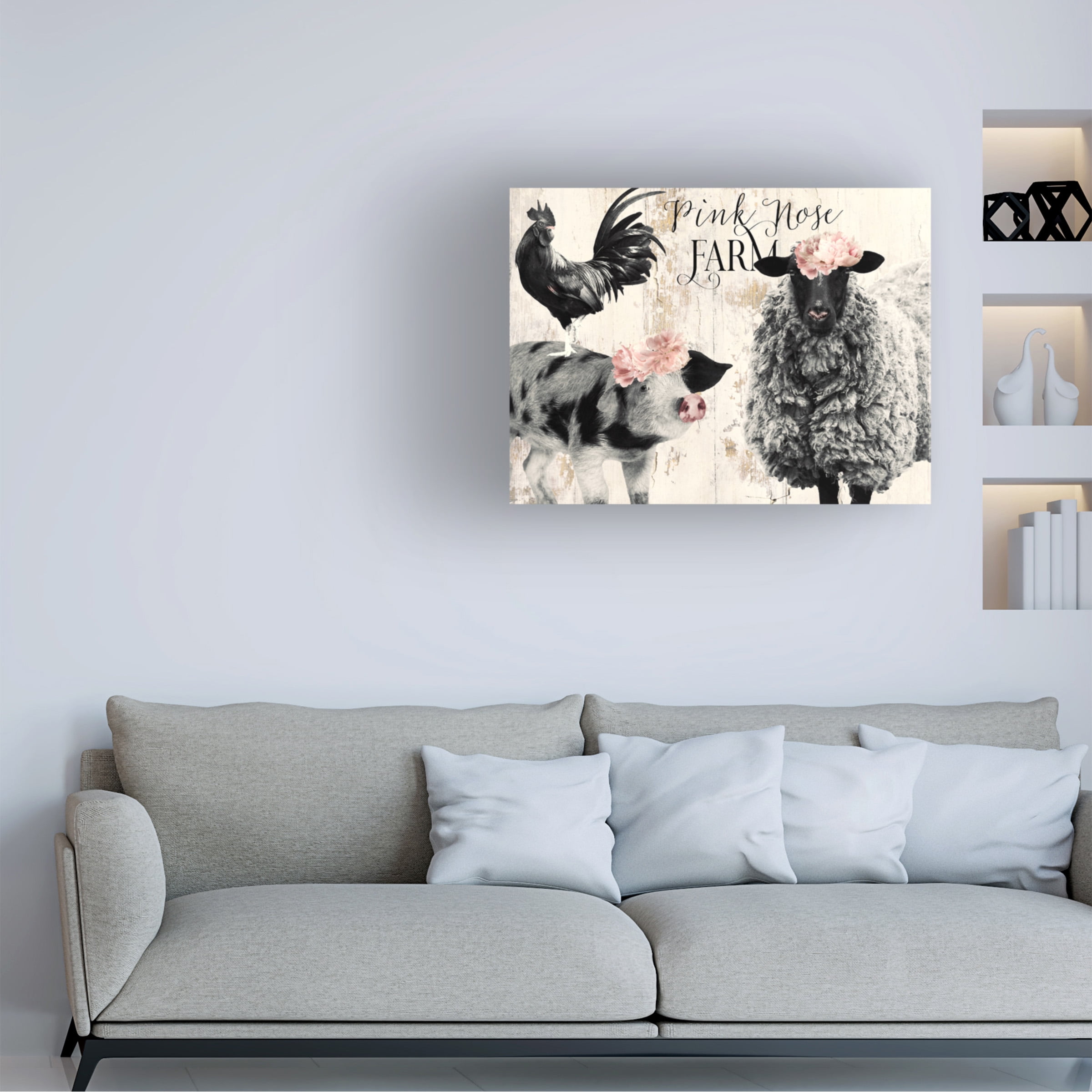 Canvas Wall Art - Sasha 'Pink Nose Farm II' Wall Art for Living Room, Bedroom, or Office DÃ©cor by Trademark Fine Art - 19 x 14 Inches