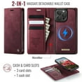 thumbnail image 4 of CaseMe Wallet Case for iPhone 14 Pro Max Compatible with Magsafe, 2-in-1 PU Leather【RFID Blocking】Flip Card Holder Stand Shockproof Magnetic Detachable Cover for iPhone 14 Pro Max 6.7",Wine Red, 4 of 10