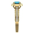thumbnail image 3 of 2.7 ct Brilliant Round Cut VVS1 Turquoise 14k Yellow Solid Gold Halo Solitaire with Accents Wedding Bridal Anniversary Engagement Ring size 8, 3 of 7