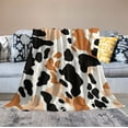 thumbnail image 2 of JRXY Cow Print Blanket Cozy Soft Warm Plush Brown Cow Throw Blanket Fleece Flannel Fuzzy Lightweight Cow Blankets All-Season Couch Sofa 50"x60" Cow Gifts Blanket for Adults Kids Boys Teens White, 2 of 6