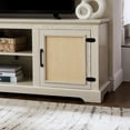 thumbnail image 3 of White TV Console with 70-Inch Capacity, Rattan Design / Effortless Cable Management & Storage, 3 of 6