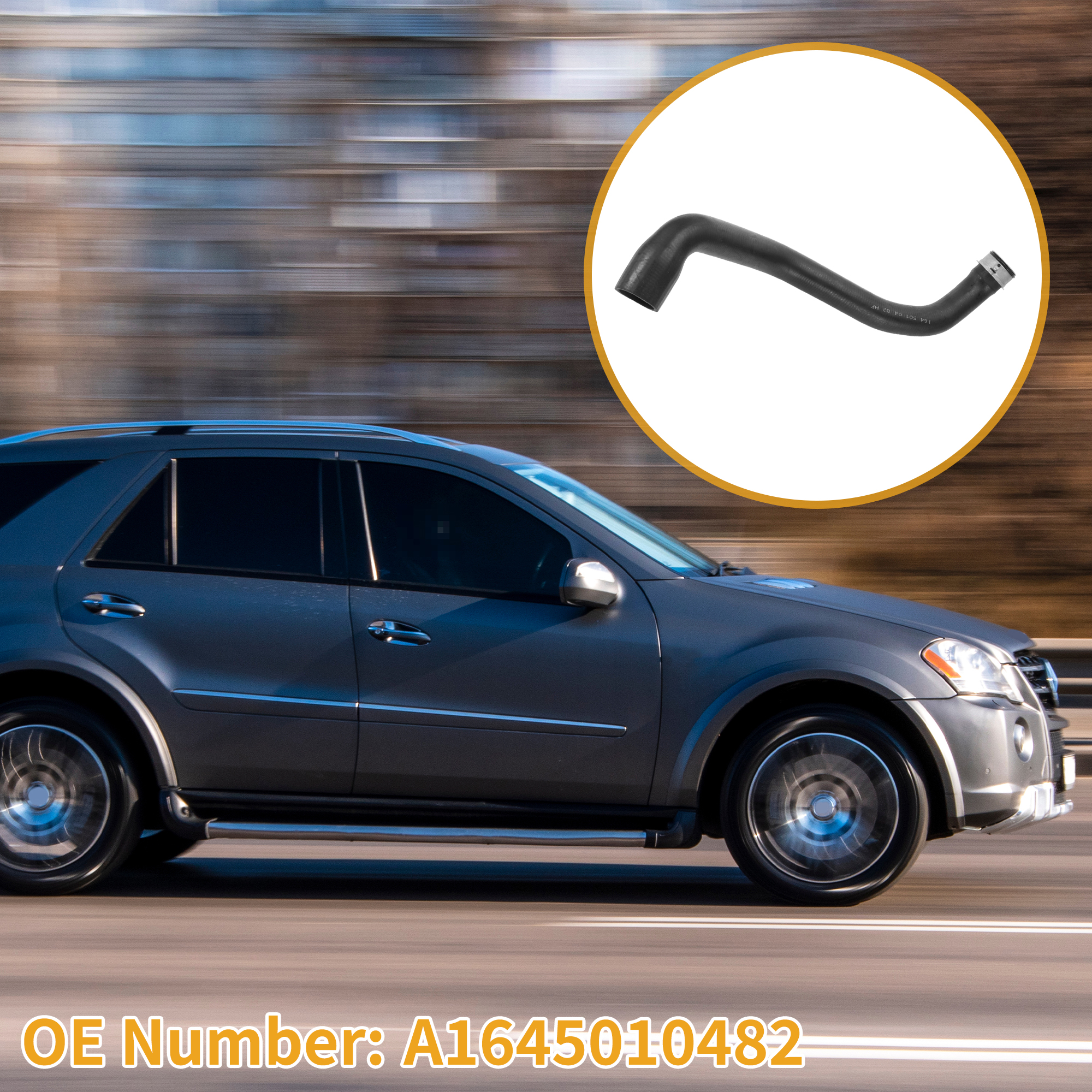 Unique Bargains Radiator Hose No.A1645010482 Upper Coolant Water Hose Pipe for Mercedes-Benz ML350 3.5L 2006-2011 Rubber Black Good Sealing