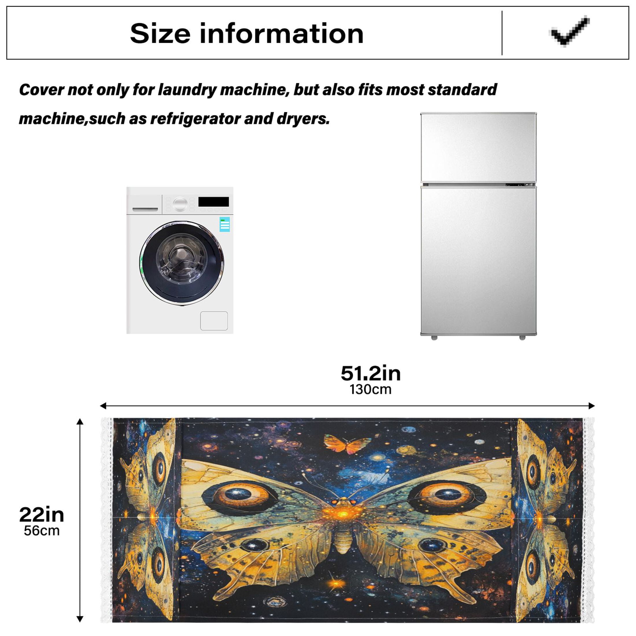 WOBOGO Star Yellow Butterfly Washing Machine Cloth Dryer Refrigerator Top Cover Protective Non-Slip Mat For Kitchen Laundry