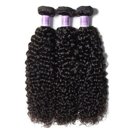 UNice Hair Kysiss Curly Brazilian Hair Weave 3 Bundles Natural Color 100% Human Hair Extensions,