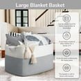thumbnail image 3 of LJSXFI Large Blanket Basket, 72L Rectangle Woven Baskets for Storage, Laundry Basket, 22’’*17’’*12’’, White and Gray, 3 of 6