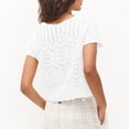 thumbnail image 4 of Ediodpoh Cardigan for Women Crochet Cardigan Summer V Neck Open Front Short Sleeve Lace Knit Casual Boho Top White S, 4 of 9