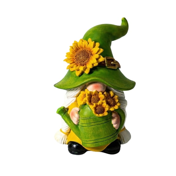 Bloom with Joy Sunflower Gnome Garden Statue Figurine, Whimsical Resin Gnome Statue for Flower Beds, Decorative Outdoor Figurine for Patios and Home Gardens, Spring and Summer Home Decoration