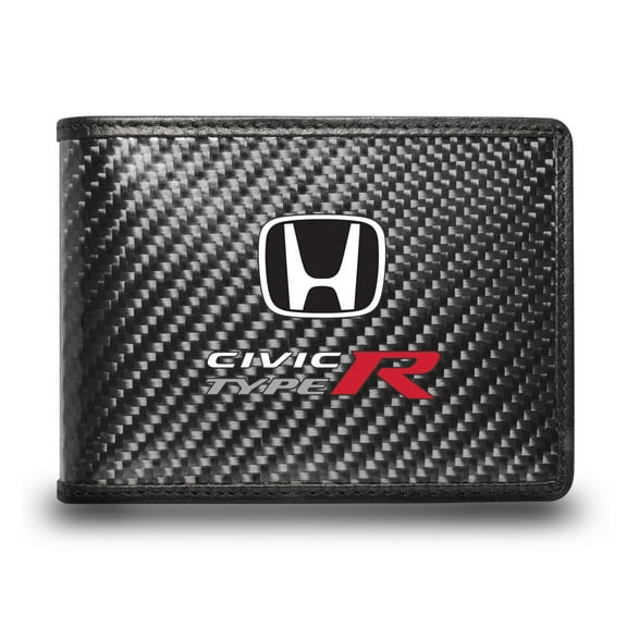 Honda Civic Type-R Black Real Carbon Fiber Leather RFID Blocking Bi-fold Wallet