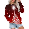 thumbnail image 2 of Chandail en Molleton Chandail à Capuchon Mode Femme Imprimé de Noël Ample Col Rond Manches Longues Blouse avec Poche Hauts Chandails en Molleton Femmes en Liquidation, 2 of 6
