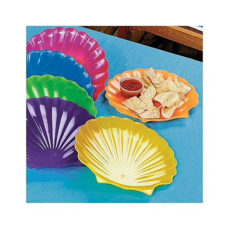 Plastic Shell Plates - Party Supplies - 12 Pieces