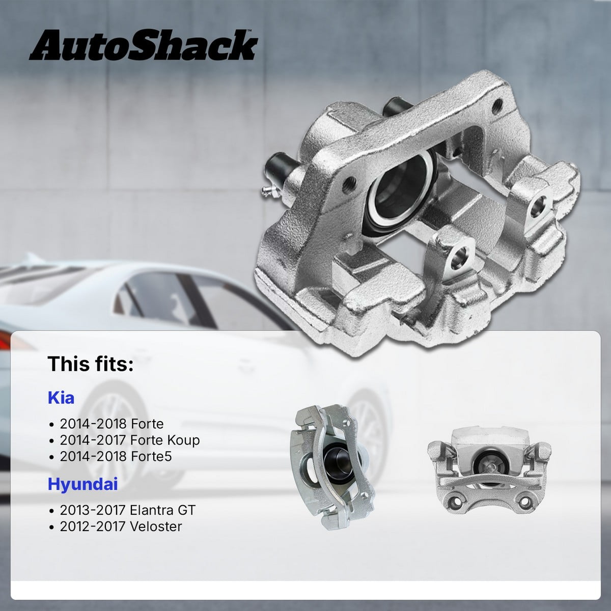 AutoShack Rear Brake Caliper for Kia & Hyundai, Forte 2014-2018 Veloster 2012-2017 Elantra GT 2013-2017 Forte5 2014-2018, FWD L4 1.6L 1.8L 2.0L, Left