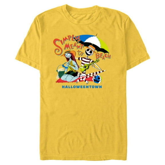 Disney The Nightmare Before Christmas Simply Meant to Beach - Short Sleeve Blended T-Shirt for Adults - Customized-Yellow