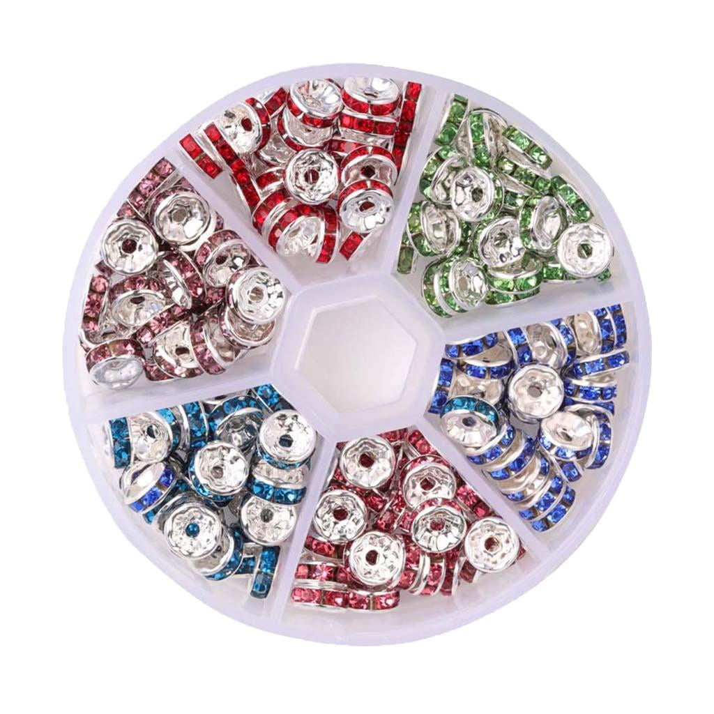 180Pcs Round Spacer Beads Rhiness Charms for Jewelry Makings 8mm