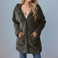 thumbnail image 6 of larppty Womens Fuzzy Fleece Jacket Fall Winter Coat Sherpa Jacket Zipper Outerwear Coats with Pockets (AG, M), 6 of 9