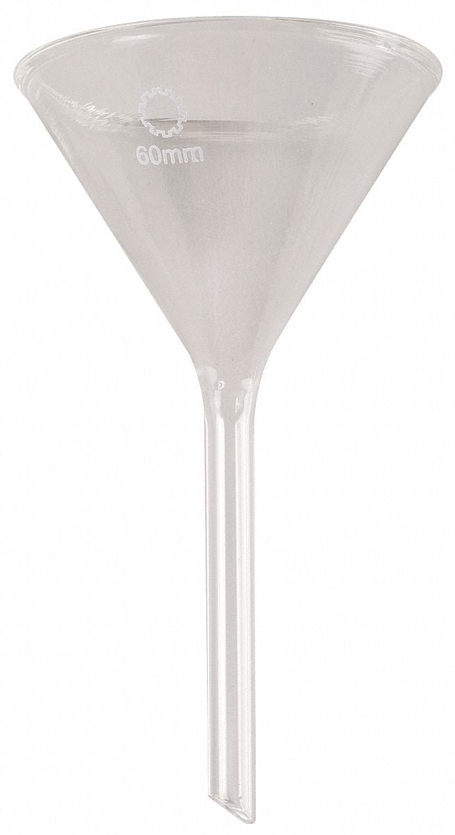 Glass Funnel, Short Stem, Stem OD 7mm, Stem Length 40mm