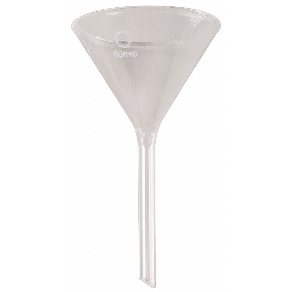 Glass Funnel, Short Stem, Stem OD 7mm, Stem Length 40mm