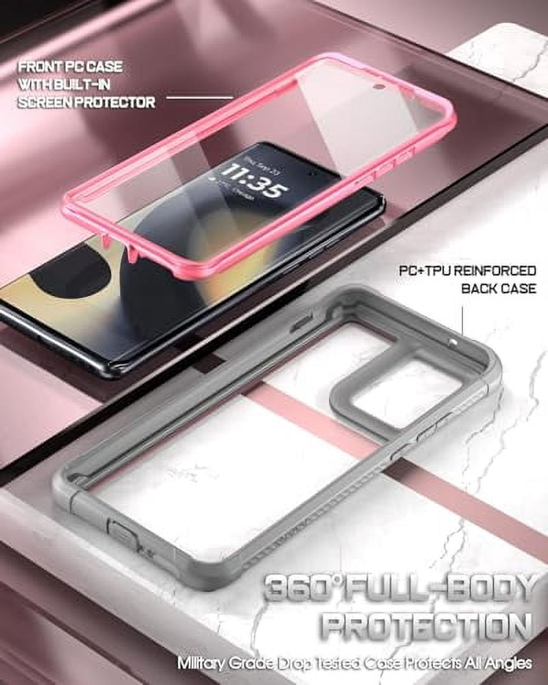 Poetic Guardian Case for Motorola Moto Edge 2024 [Not for 2023 Version], Full Body Cover with Built-in Screen Protector, Pink/Clear