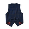 thumbnail image 6 of ETHAN Boys Plaid Navy Suit for Boys 3 Pieces Boys Blazer Formal Suit Set for Wedding Boy Suit 12Y, 6 of 9