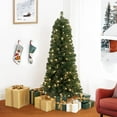thumbnail image 3 of Vienna 4.5ft Prelit Slim Artificial Christmas Tree with 444 Branch Tips, 150 Warm Lights and Metal Stand, 25" wide Realistic Skinny Pencil Christmas Tree with Lights by Naomi Home, 3 of 13