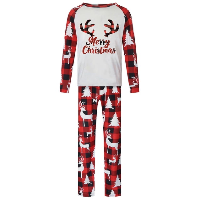 RKSTN Pyjamas de Noël Assortis pour Famille pour Femmes Hommes Couples Adultes Enfants, Hauts à Manches Longues à Col Rond+pantalons Longs Décontractés Doux Amples Grande Taille Ensemble de Pyjamas (Papa)