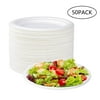 Tripumer 10 inch Disposable Paper Plate Compostable Thicken Heavy Duty Plate 100% Bagasse Natural Biodegradable Eco-Friendly Plate White 50 Packs
