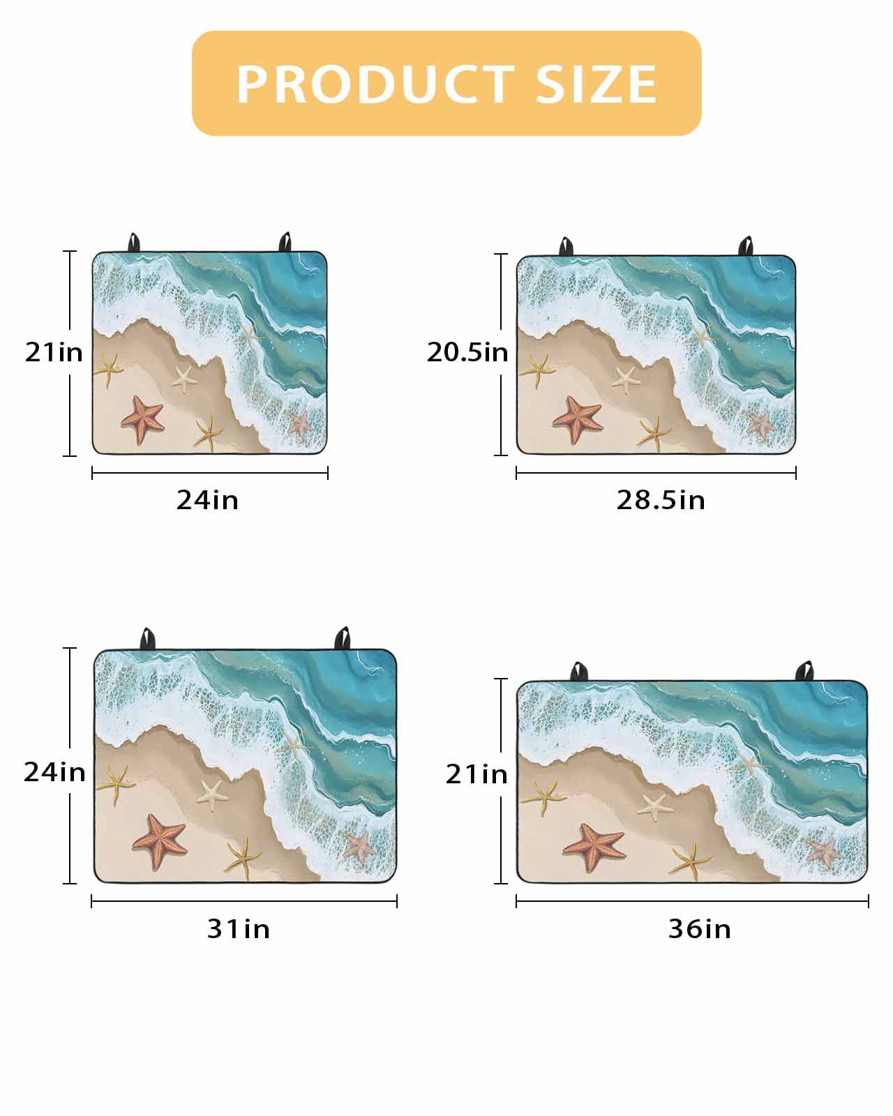 nqOlkjepod Large Induction Cooktop Protector Mat 24"x21", Green Ocean Stove Top Covers for Electric Stove, Summer Coastal Starfish Sea Waves Decorative Stove Burner Cover Mats, Glass Top Stove Cover