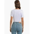 thumbnail image 2 of Womens Summer Short Sleeve T Shirts Slim Fit One Piece Cutout Scoop Neck Going Out Date Night Tops, 2 of 6