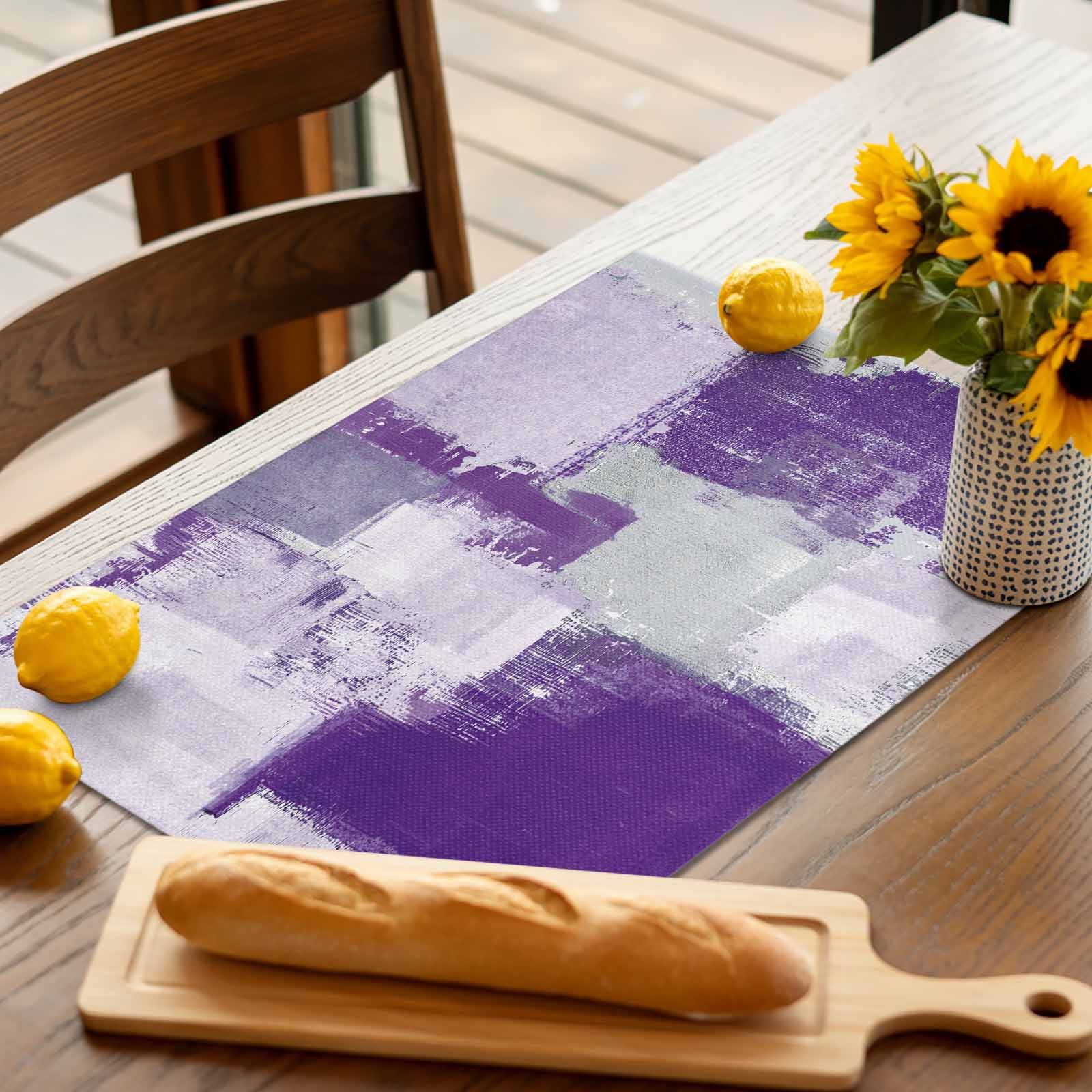 Placemats Set of 4, Purple Gray Block Placemats Set of 4, Abstract Art Tablemats Washable Placemat Table Decoration for Kitchen Table Dinner Party Home Decor Indoor Outdoor 13x19 Inch