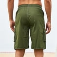 thumbnail image 3 of Mens Cotton Sweat Shorts Men's Outdoor Cargo Shorts Multi Pockets Solid Color Elastic Waist Drawstring Swimming Trunks Summer Beach Short Pants Green XXL, 3 of 8