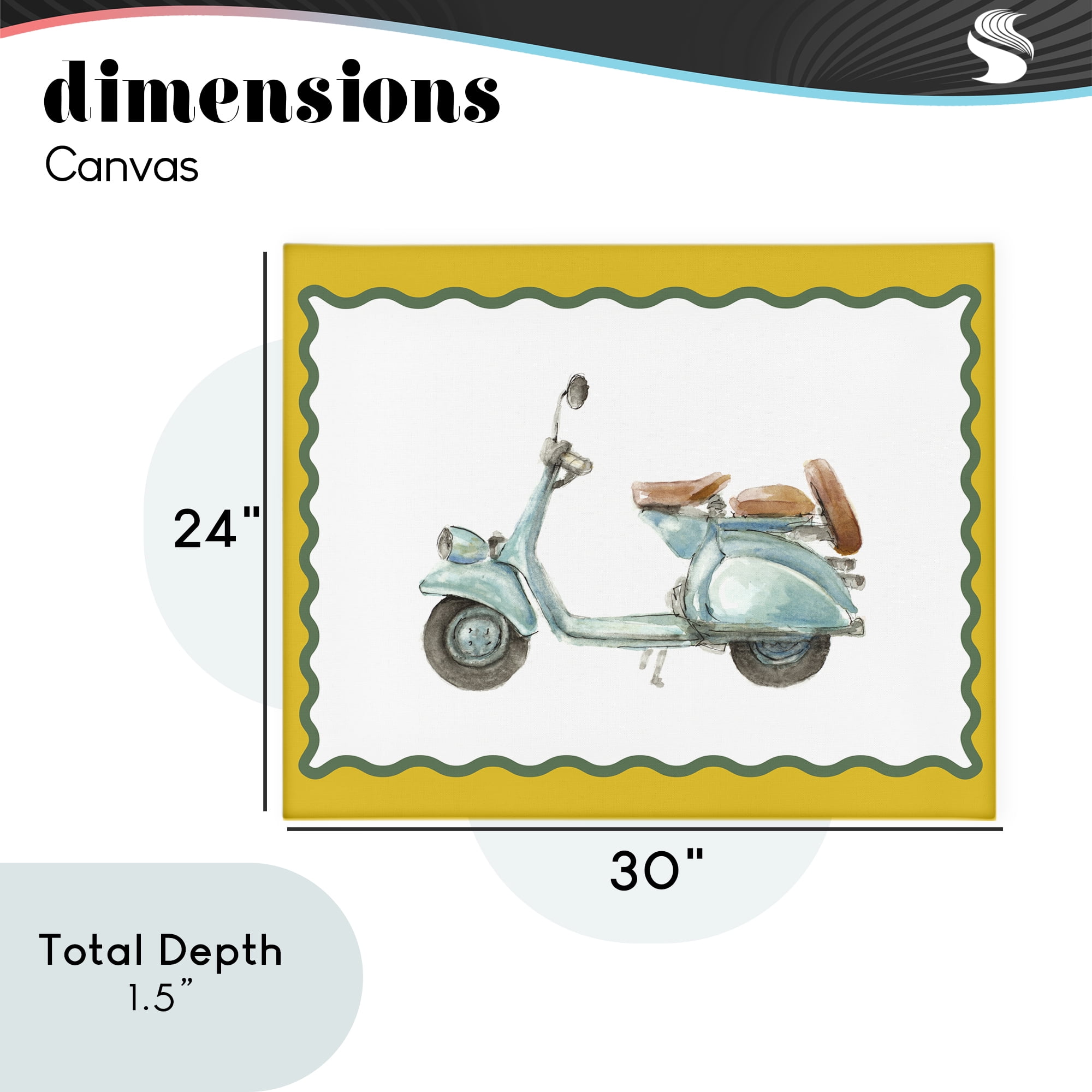 Stupell Industries Blue Vespa with Yellow Border Canvas Wall Art, design by Lanie Loreth