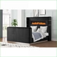 thumbnail image 6 of Queen 4-Piece Modern Bedroom Set with Fireplace Headboard & TV Stand Footboard | Black | Wood, 6 of 12