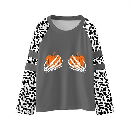

Youths Girls Pumpkins Letters Prints Casual Pullover Leopard Girls Sweatshirts Boys Toddler Kids Little Girl s Long Sleeve Tops Shelf Bras for Women Junior Medium Tops Toddler Girl Winter Outfits Cute