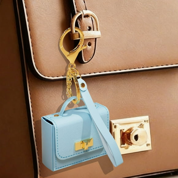 Leather Key Chain Pouch Bag Pendant Strap Handle Coin Purse Earphone Case Storage Organizer for Women Men Gift Accessories