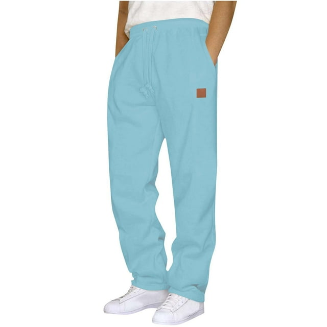 Mgmyaa Men's Sports Pants Straight Leg Drawstring Elastic Waist Athletic Street Comfort Long Pants