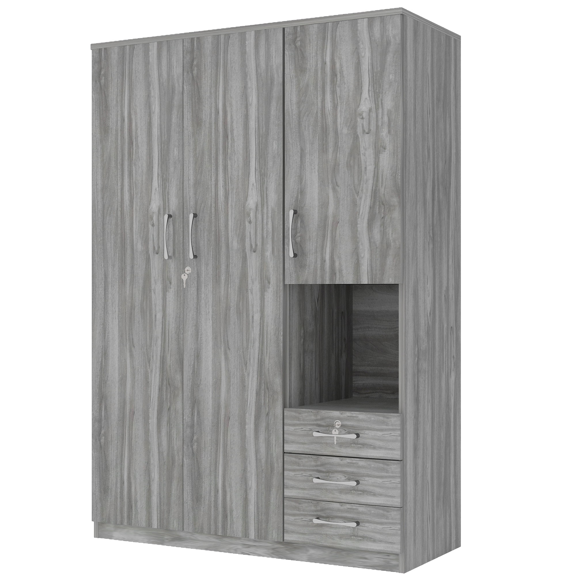 MODERNLUXE 6 Door Wooden Wardrobe Closet with 3 Drawers,Clothing