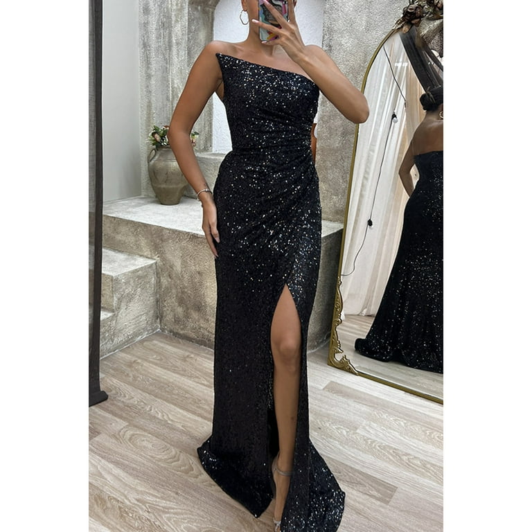 Sparkly Sequin Prom Dress for Women 2024 Long Mermaid Strapless Glitter  Homecoming Formal Evening Ball Gowns with Side Slit - Walmart.com