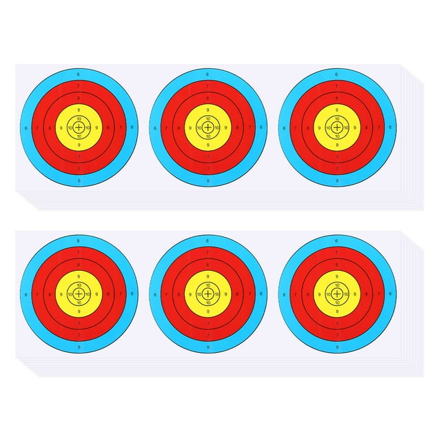 Unique Bargains Archery Target Paper 7.5 Inch, 20 Pack 3 Spot Bow Arrow Target Face for Shooting Practice