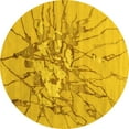 thumbnail image 1 of Ahgly Company Indoor Round Abstract Yellow Contemporary Area Rugs, 3' Round, 1 of 4