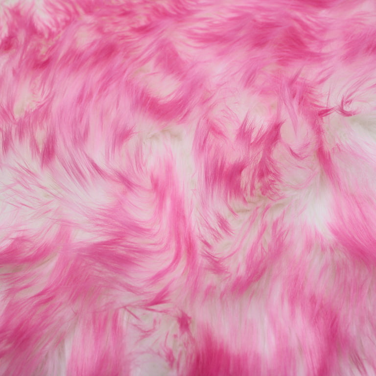 Pink Curly Long Pile For Newborn Cuddly Faux Fur Fabric by the