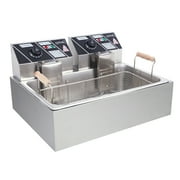 110V Oil Consumption 12.7Qt 12L Oil Pan Total Capacity 23.26Qt 22L Stainless Steel Single Cylinder Electric Fryer 5000W