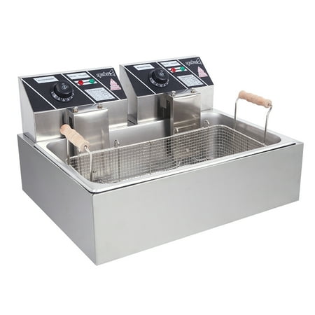 110V Oil Consumption 12.7Qt 12L Oil Pan Total Capacity 23.26Qt 22L Stainless Steel Single Cylinder Electric Fryer 5000W
