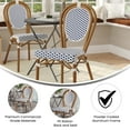 thumbnail image 4 of Emma + Oliver Indoor/Outdoor Stacking Thonet Bistro Style Chair with White & Navy PE Rattan Seat and Natural Bamboo Finished Metal Frame, 4 of 14