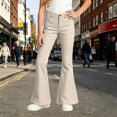 thumbnail image 4 of FINALGANG Girls Kids Button Fly High Waist Solid Color Slim Flared Pants Daily Casual Regular Fit Stretch Soft Long Trousers For Girls Cozy Pants 11-12 Years, 4 of 6
