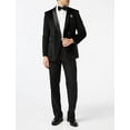 thumbnail image 2 of Men’s Soft Velvet Dinner Jacket Retro Tailored Fit Party Tuxedo Blazer Black Satin Shawl Lapels, 2 of 5