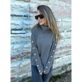 thumbnail image 5 of Women'S Oversized High Neck Chunky Pullover Cowl Neck Long Sleeve Winter Slouchy Loose Knit Sweaters Dark Gray XXL, 5 of 9